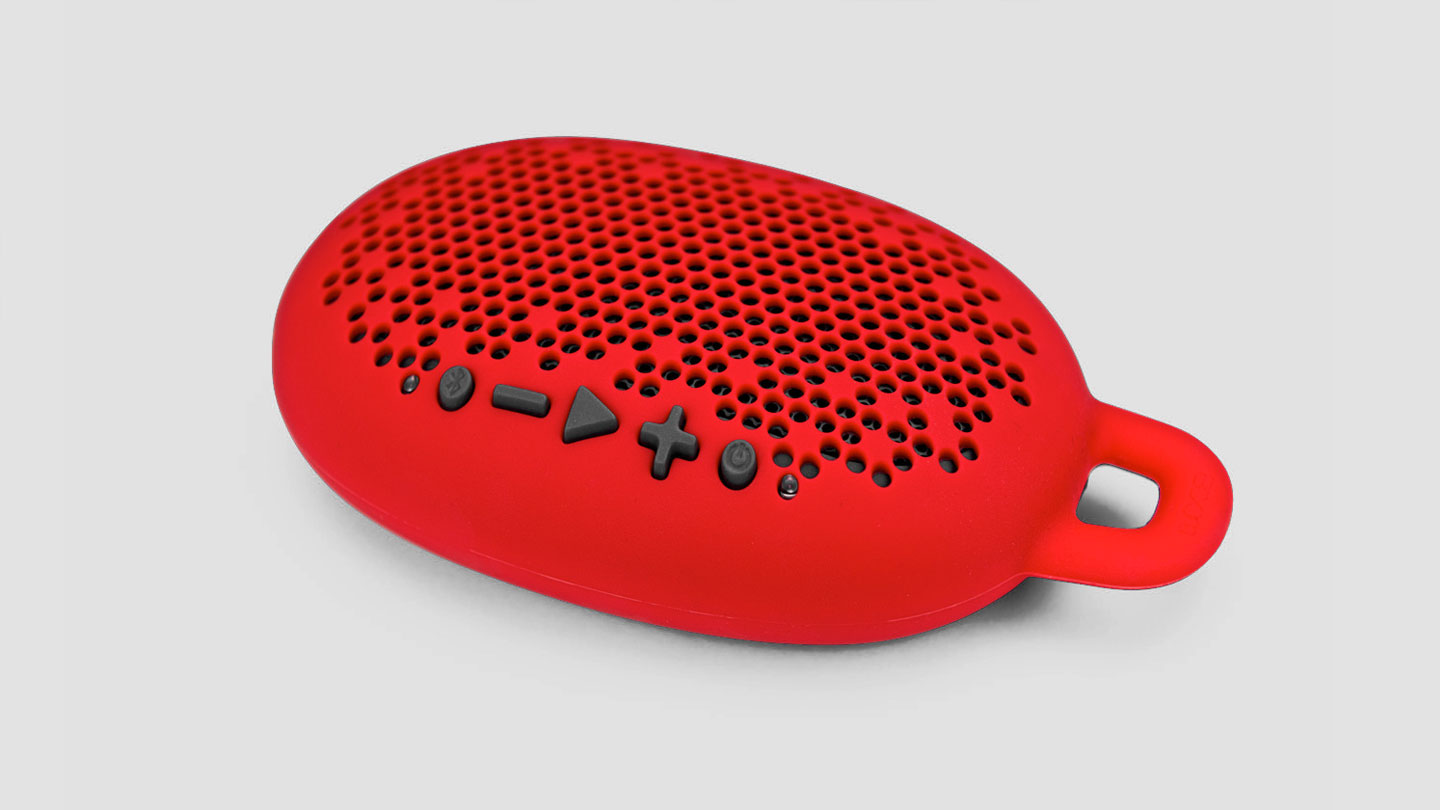 Boom Urchin, portable bluetooth speaker with dust-proof and shock-resistant design, in red